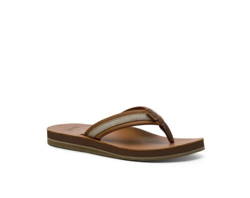 Tong Sanuk Hullsome Cuir ST Hemp Homme - Marron HEYISF532